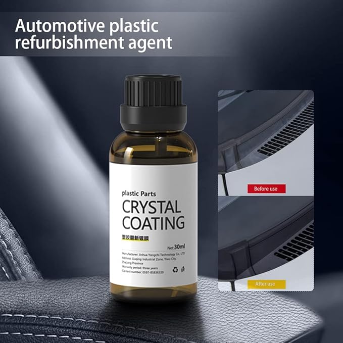 Plastic Parts Crystal Coating Great Gloss Retention and Protection for Car Easy to Use Car Refresher Liquid Refresher for Car Car Cleaning Kit Plastic Revitalizing Coating Agent