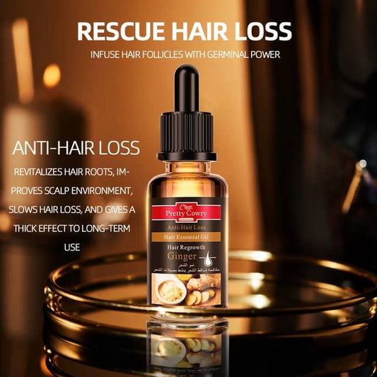 Pretty Cowry No Side Effects Natural Anti-hair Serum Hair Loss Products Nourishing Ginger Hair Growth Oil.